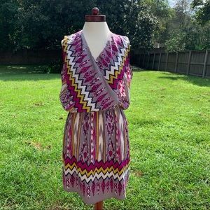 Renee C. Multi Colored Ikat Sleeveless Dress